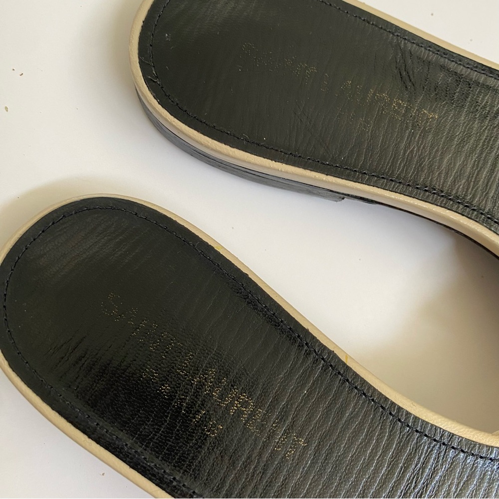 SAINT LAURENT beige tan Bianca knot flat slide sandals - Picture 5 of 10